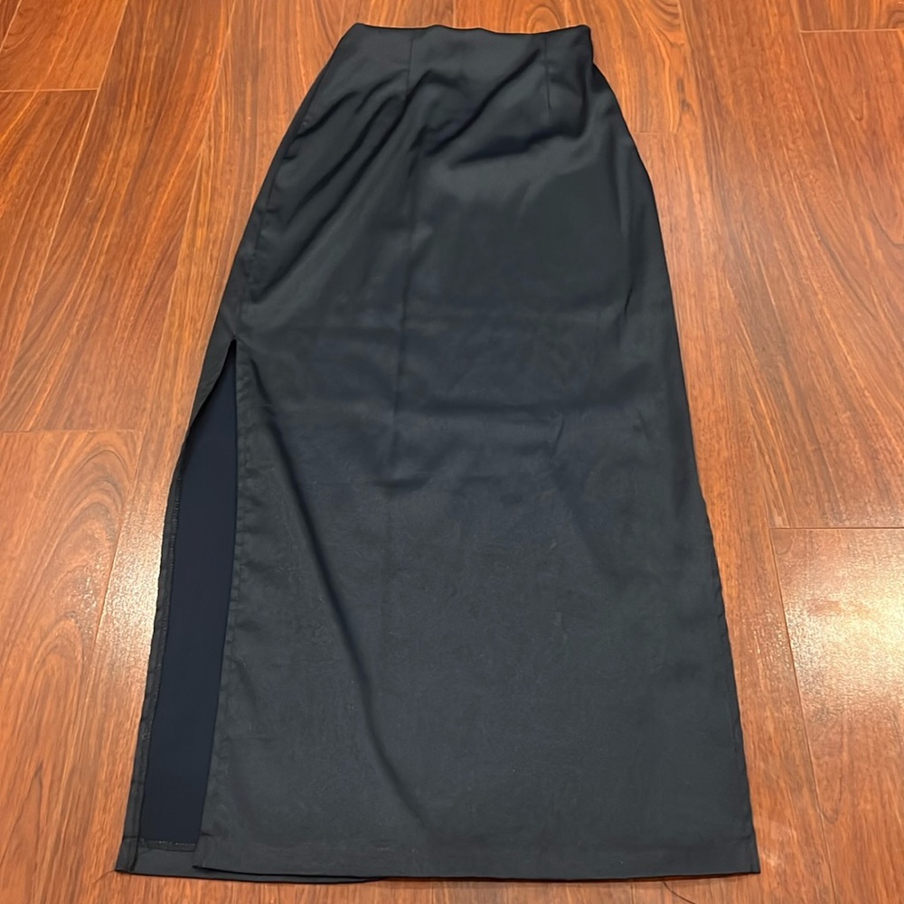 Women’s navy blue satin skirt